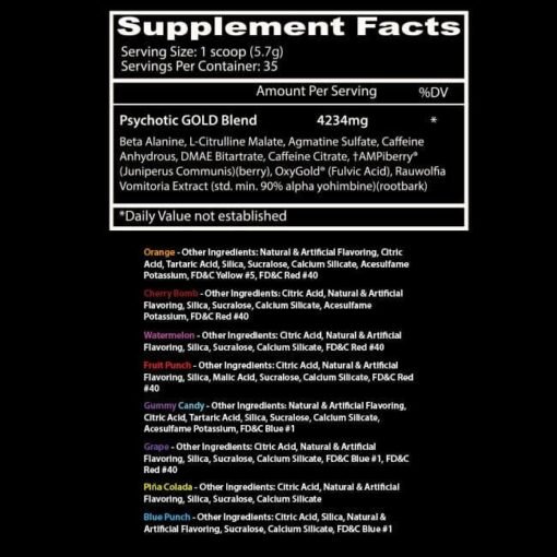 Insane Labz Pré-treino Psychotic Gold 35 Doses - Imagem 2