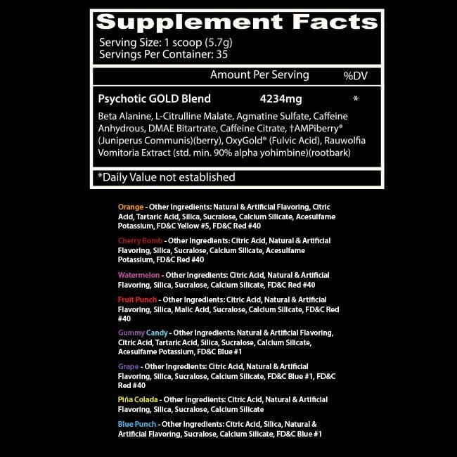 Insane Labz Pré-treino Psychotic Gold 35 Doses - Imagem 2
