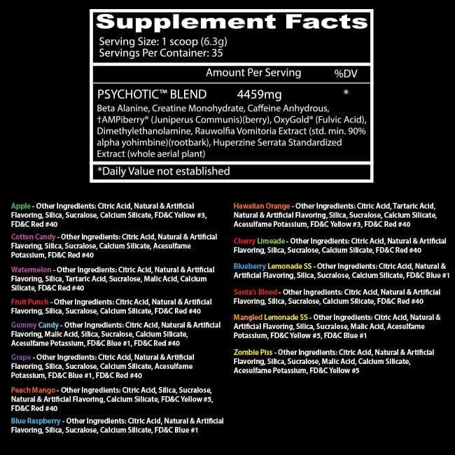 Insane Labz Pré-treino Psychotic Red 35 Doses - Imagem 2