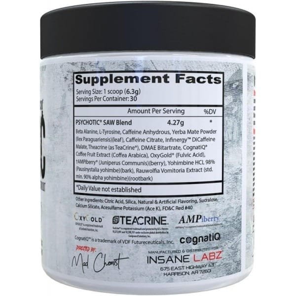 Insane Labz Pré-treino Psychotic SAW 30 Doses - Imagem 2