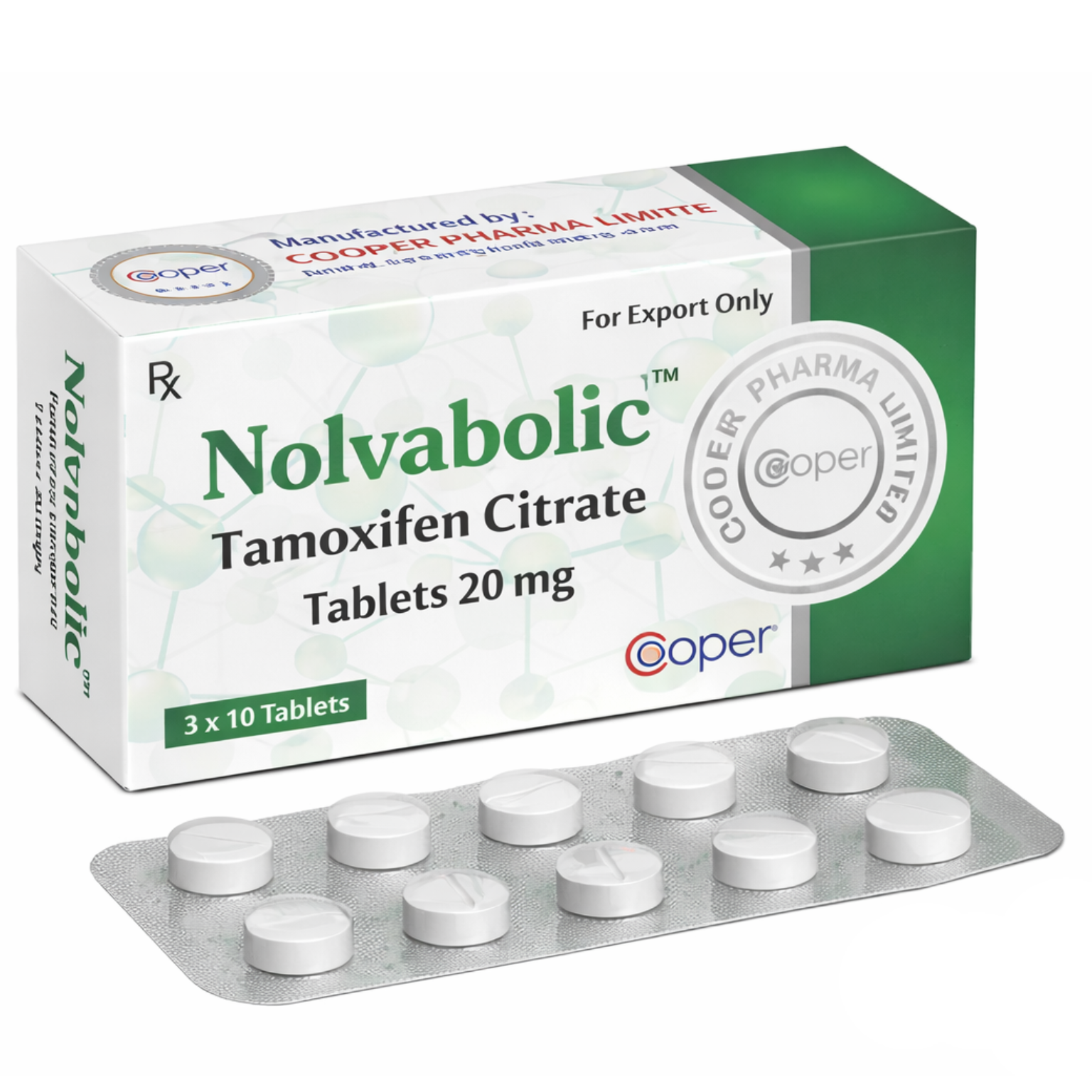 Cooper Pharma Nolvabolic Tamoxifeno Citrate 20mg 30 tabletes